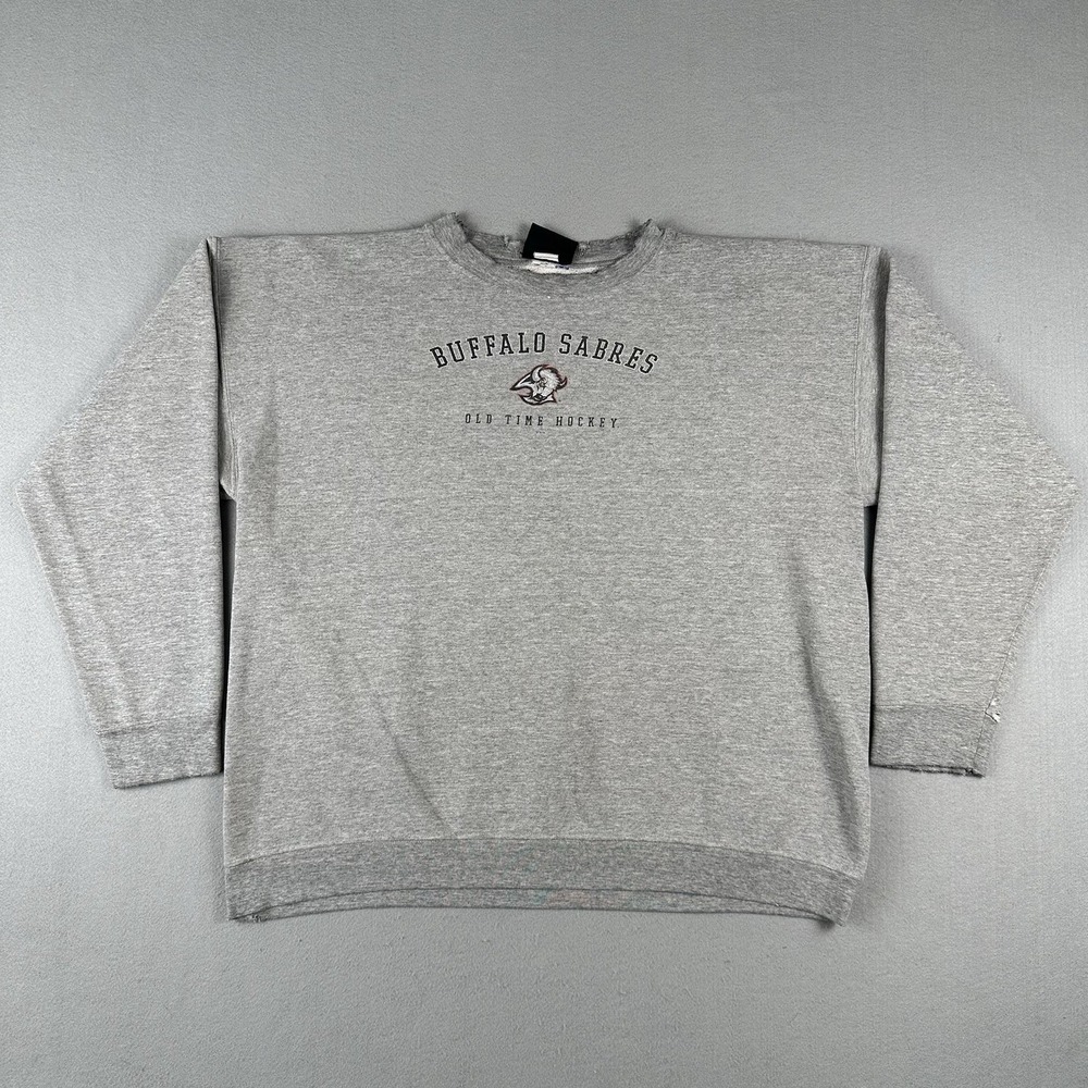 Vintage Buffalo Sabres Sweatshirt Men's XL Grey Goat Head Old Time Hockey